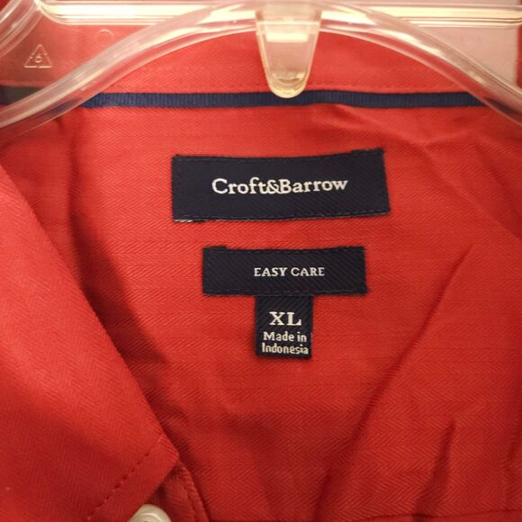 NWT Croft & Borrow Mens XL Red Easy Care Cotton Polyester Button Down Shirt - Picture 4 of 8
